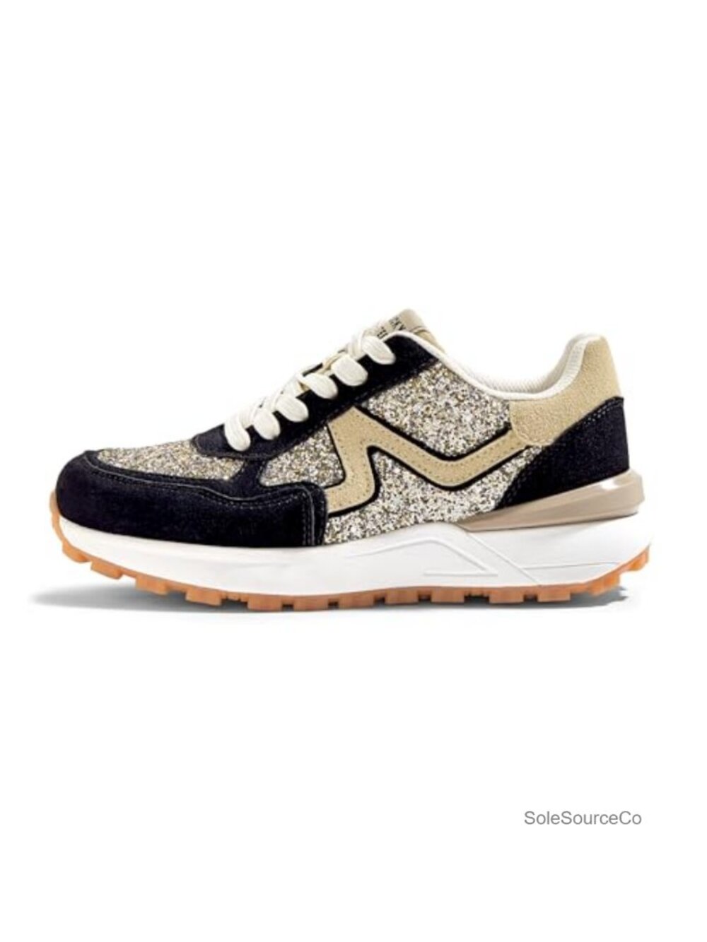 Faux Leather Chunky Sneakers Lace-Up Walking Shoes
